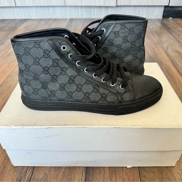 Gucci Other - Gucci High Top Monogram Black Sneakers - 8.5